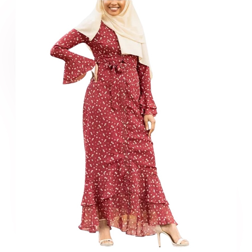 NWT Urban Modesty Women's Daisy Ruffle Button Down Maxi Dress Size Medium